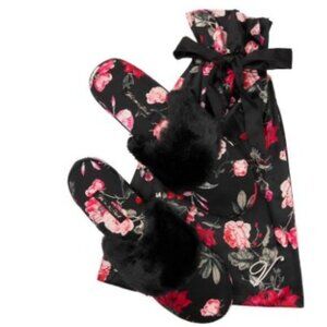 Victoria’s Secret Signature Satin Slippers,  Floral, Large 9/10